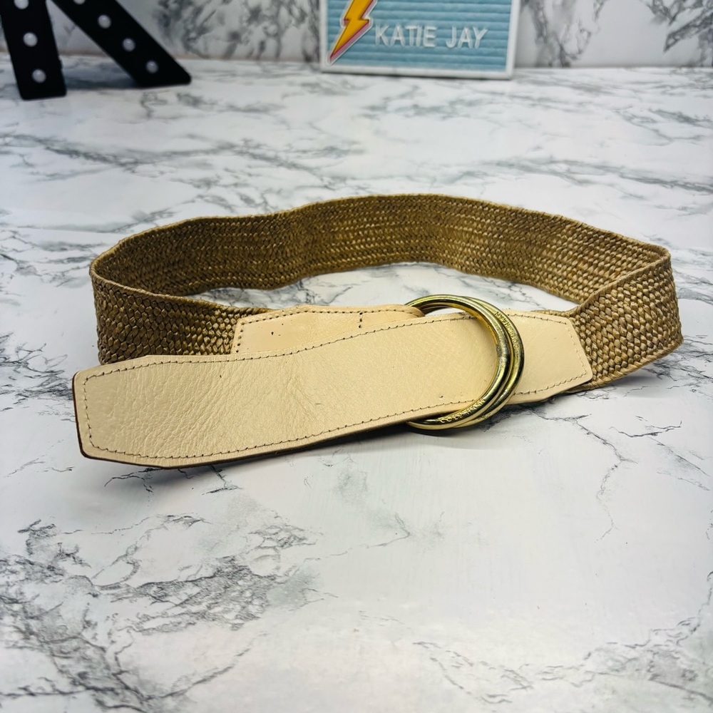 Cole Haan Gold and Cream Classic Preppy Women's Belt